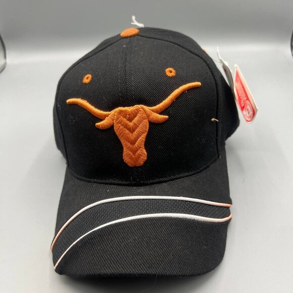 Vintage Texas Longhorns Hat Men Black S-M‎ American Needle Strap Back Cap New - Picture 1 of 9